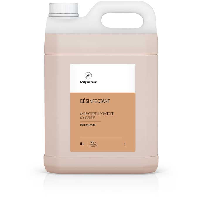 Désinfectant senteur verveine en format 5L. Désinfecte toutes les surfaces de la maison