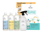 Kit de trois produits miracles pour détacher les vêtements, vendu avec le Flacon en verre. Les 3 produits sont : un nettoyant multi-usage (le Propre senteur Lavandin), un liquide vaisselle (le Vaisselle Mains senteur Agrumes) et une lessive délicate (le Délicat). Une notice est avec.